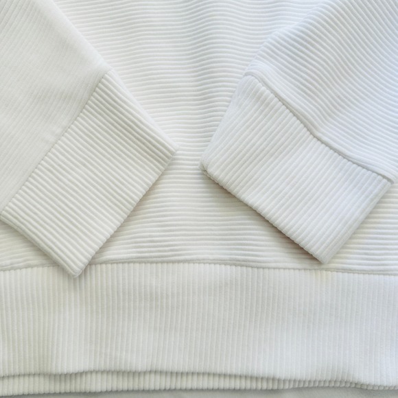 Varley LA London Sweater Womens L White Ribbed Funnel Neck Pullover Minimalist - Picture 10 of 11